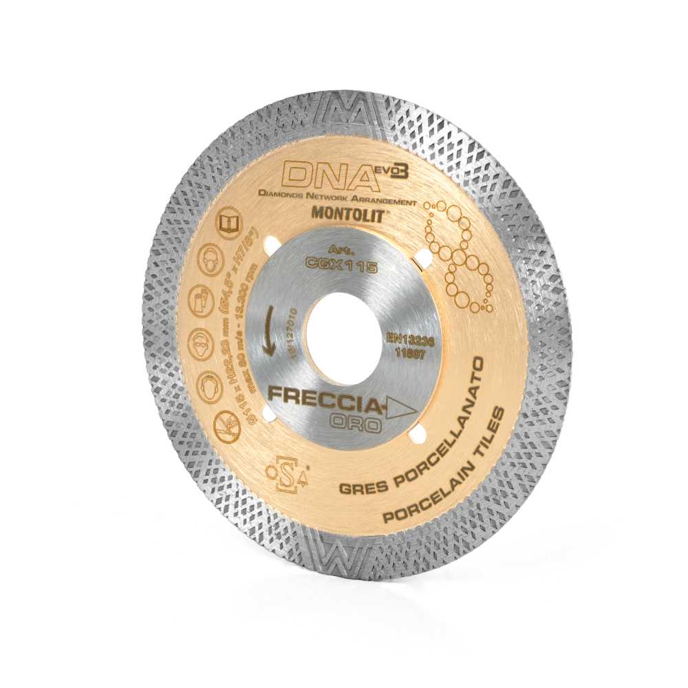 dischi diamantati dna evo 3 freccia oro ad umido e a secco diametri 115-125 ceramica materiali sintetici montolit