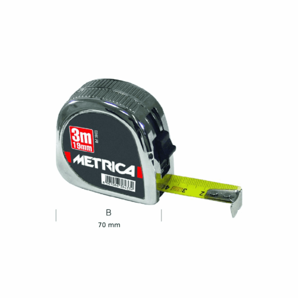 Flessometro cromato 5 M x 25 MM | Metrica