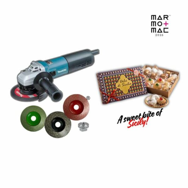 kit levigatira professionale makita 9565cvrx2 con 3 dischi diamantati fastline e 1 adattatore M14